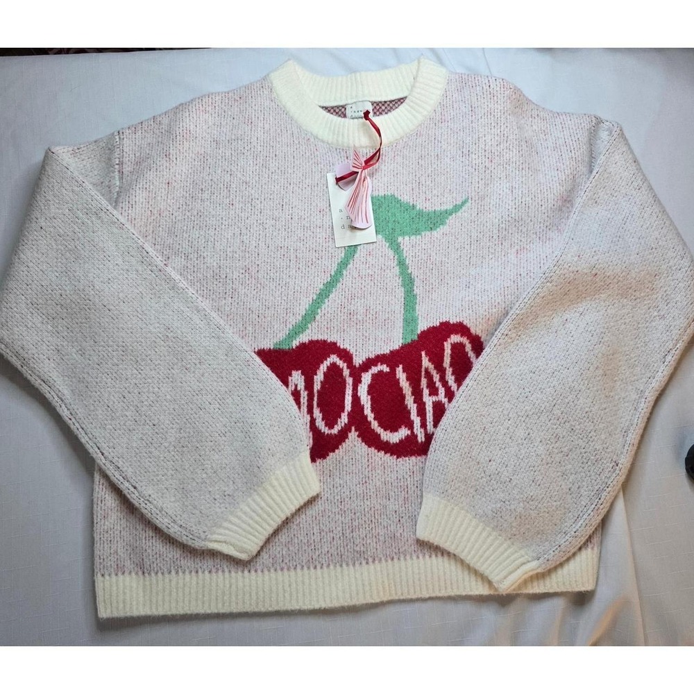 New A New Day Cherry Ciao Ciao & Red Bow Graphic Sweater Bundle Bundle Size M - Picture 3 of 8